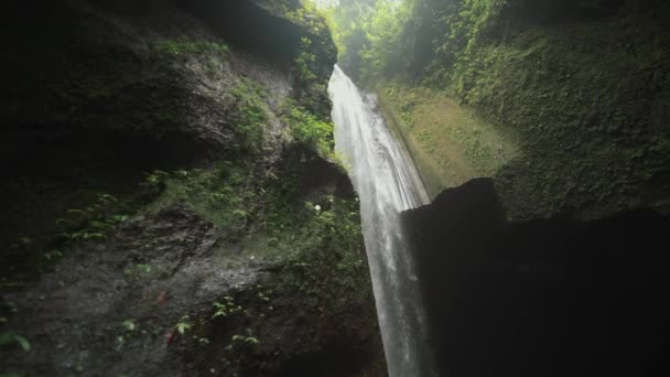 Водоспад Гоа Раджа Велика Вода Потрапляє Печеру Сході Балі — стокове відео
