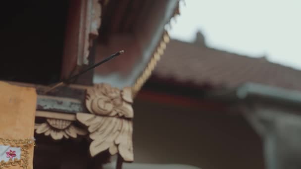 Canang Sari Insence Flori Gebongan Simbol Ofertelor Hindu Balinese Ritual — Videoclip de stoc