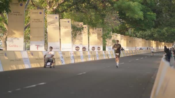 Bali Indonésie Srpna 2023 Fast Runner Vítěz Maratonu Bali Gianyaru — Stock video