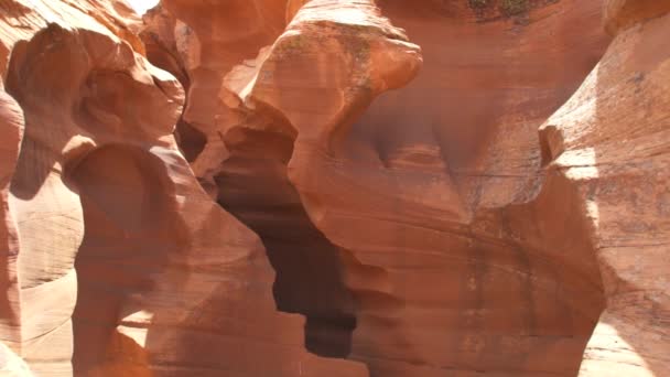 Antelope Canyon Háttér Lenyűgöző Szikla Képződmények Oldalon Arizona Létrehozása Labirintus — Stock videók