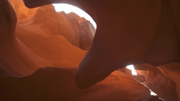 Antelope Canyon Background Imponujące Formacje Skalne Arizonie Tworzenie Labiryntu Abstrakcyjny — Wideo stockowe