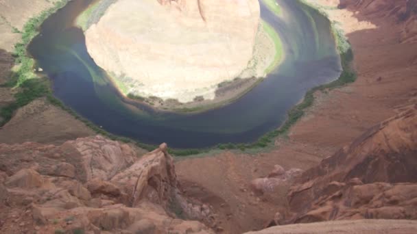 Horseshoe Bend Przecinał Meander Rzeki Kolorado Pobliżu Page Arizona Stany — Wideo stockowe