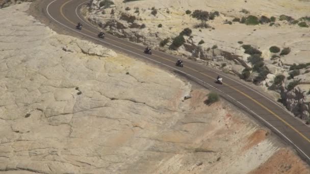 Big Motorbike Tour Southwest Usa Rock Mountain Desert Road — Stock Video