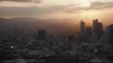 Hava Meksiko Şehri Ciudad de Mxico CDMX Gün batımında yukarıdan