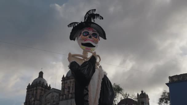Skeletten Schedels Tonen Straten Tijdens Het Dode Dia Los Muertos — Stockvideo