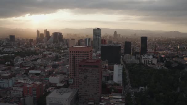 日落期间 墨西哥城城中的Mxico Cdmx空中 — 图库视频影像