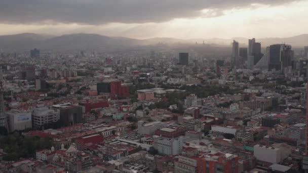 Luftaufnahme Mexiko Stadt Ciudad Mxico Cdmx Von Oben Bei Sonnenuntergang — Stockvideo