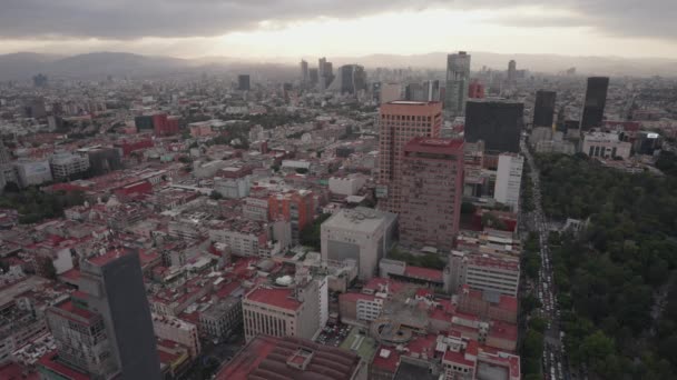 Hava Meksiko Şehri Ciudad Mxico Cdmx Gün Batımında Yukarıdan — Stok video