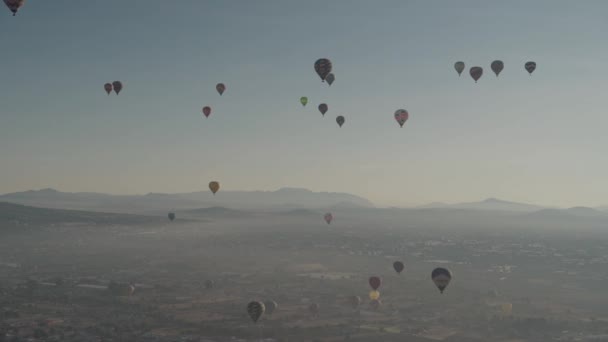 Latający Balon Nad Piramidami San Juan Teotihuacan Meksyk Sunrise Ride — Wideo stockowe
