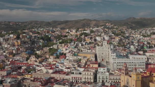 Panoramisch Uitzicht Guanajuato City Mexico Van Monumento Pipila Hill — Stockvideo