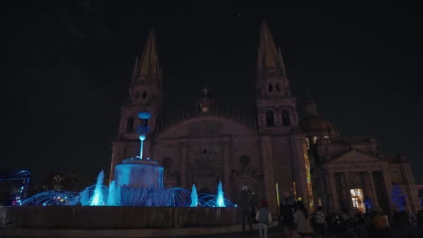 Guadalajara Mexico November 2023 Video Mapping Light Show Metropolitan Cathedral — Stock Video