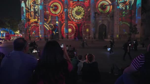 Guadalajara México Noviembre 2023 Espectáculo Luces Video Mapeo Sobre Catedral — Vídeo de stock