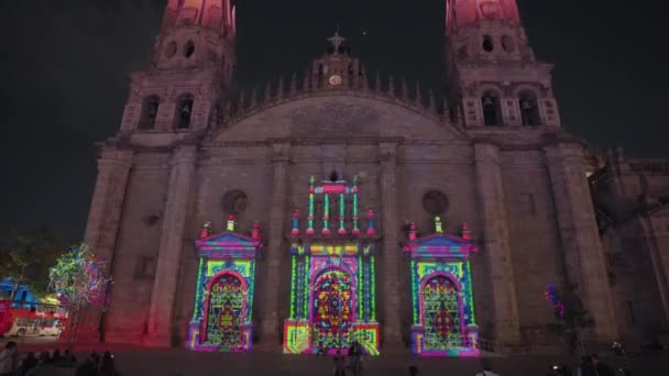 Guadalajara Meksyk Listopada 2023 Video Mapping Light Show Metropolitan Cathedral — Wideo stockowe