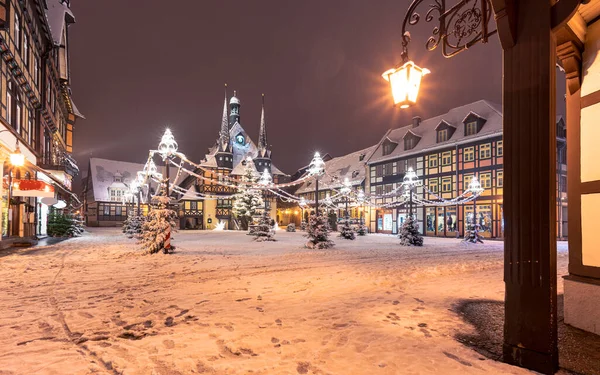 Χριστουγεννιάτικη Αγορά Wernigerode Στο Δημαρχείο — Φωτογραφία Αρχείου