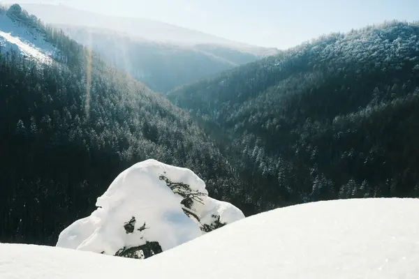 Krásná Zimní Krajina Horách Příroda Pozadí — Stock fotografie