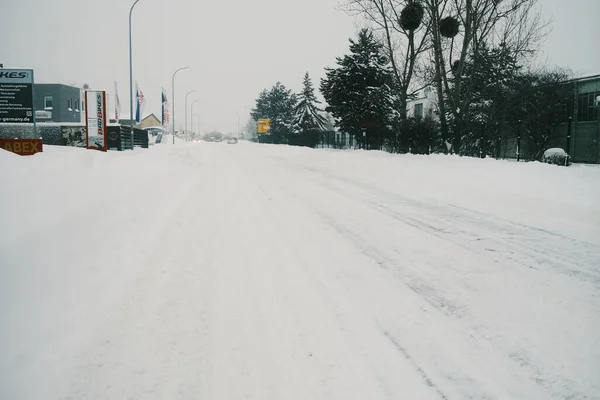Piękna Śnieżna Zima Mieście Niemcy — Zdjęcie stockowe