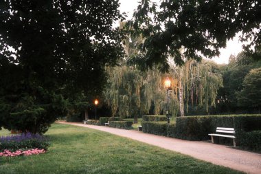 Şehirdeki güzel bir park. Eğlence, rahatlama konsepti