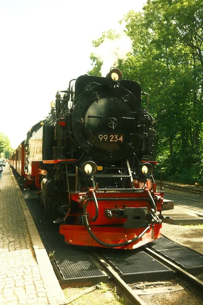 Zwarte Stoomlocomotief Oude Trein — Stockfoto