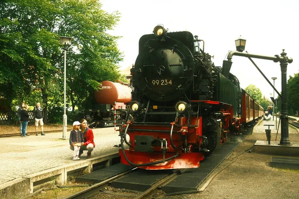 Vieille Locomotive Vapeur Gare — Photo