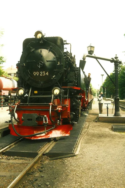 黑色蒸汽机车旧火车 — 图库照片