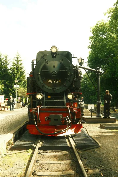 Vieille Locomotive Vapeur Gare — Photo