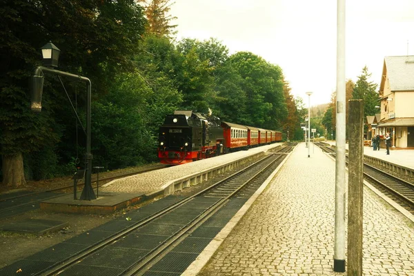 Locomotiva Vapor Preta Comboio Antigo — Fotografia de Stock