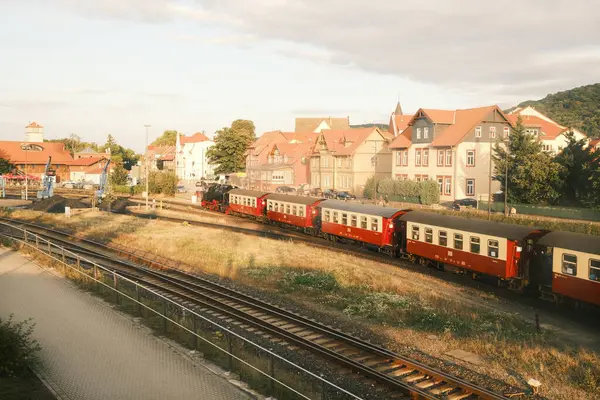 Locomotive Vapeur Noire Vieux Train — Photo