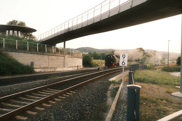 Černá Parní Lokomotiva Starý Vlak — Stock fotografie