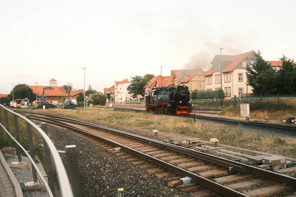 Locomotiva Vapore Nera Vecchio Treno — Foto Stock