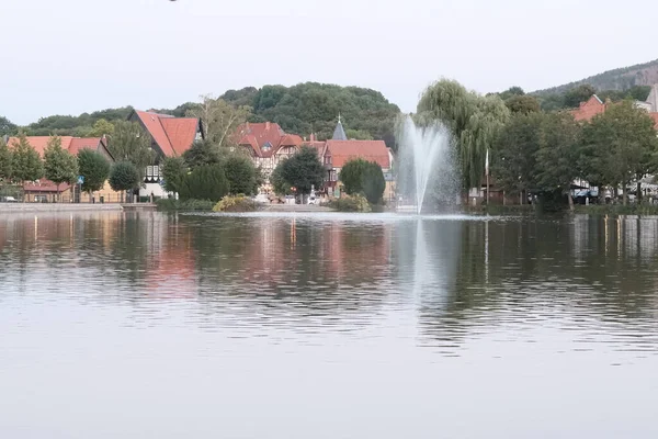 Recreación Local Harz Ilsenburg Vista Lago Parque — Foto de Stock