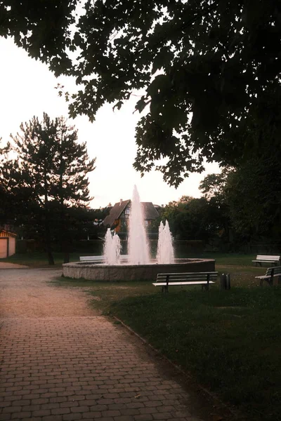 Krásný Výhled Fontánu Městském Parku — Stock fotografie