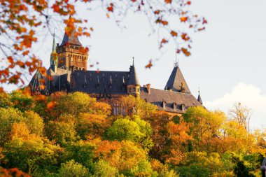 Wernigerode kalesinin güzel manzarası, Almanya