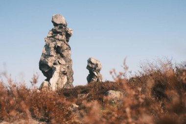 Teufelsmauer, Devils Wall, Saksonya-Anhalt 'da kaya oluşumu, Harz dağları, Almanya.