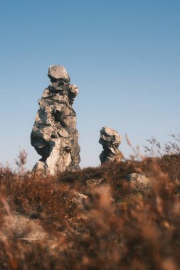 Teufelsmauer, Devils Wall, Saksonya-Anhalt 'da kaya oluşumu, Harz dağları, Almanya.