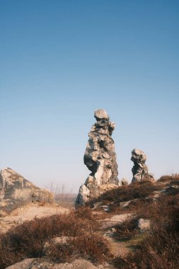 Teufelsmauer, Devils Wall, Saksonya-Anhalt 'da kaya oluşumu, Harz dağları, Almanya.