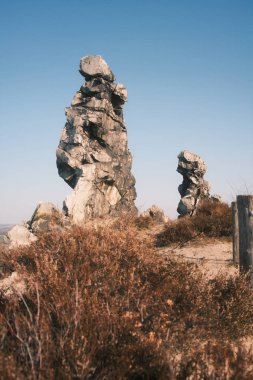 Teufelsmauer, Devils Wall, Saksonya-Anhalt 'da kaya oluşumu, Harz dağları, Almanya.