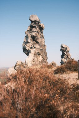 Teufelsmauer, Devils Wall, Saksonya-Anhalt 'da kaya oluşumu, Harz dağları, Almanya.