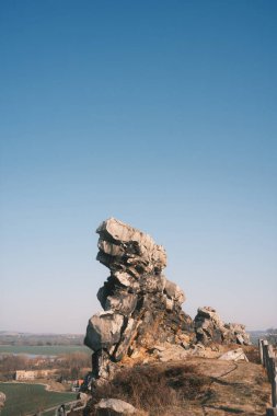 Teufelsmauer, Devils Wall, Saksonya-Anhalt 'da kaya oluşumu, Harz dağları, Almanya.