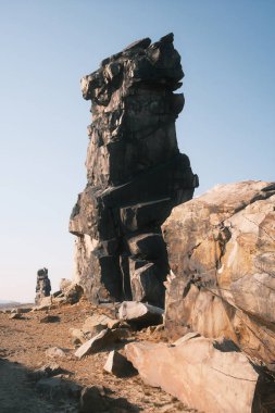 Teufelsmauer, Devils Wall, Saksonya-Anhalt 'da kaya oluşumu, Harz dağları, Almanya.