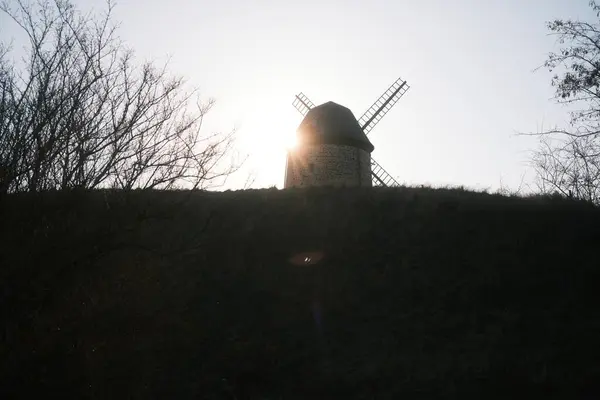 Old Windmill Blue Sky Sunset — Stock Photo, Image