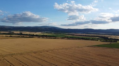 Günbatımında tarımsal tarlaların manzarası