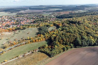 Almanya 'daki Wernigerode şehrinin hava görüntüsü