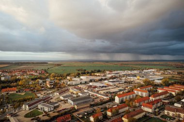 Almanya 'daki Wernigerode şehrinin hava görüntüsü