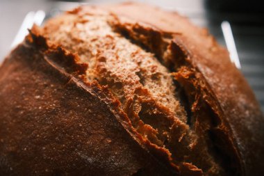 Fırında taze pişmiş geleneksel ekmek.