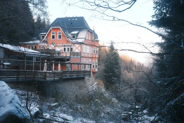 Schöne Landschaft Mit Großem Haus Wald — Stockfoto