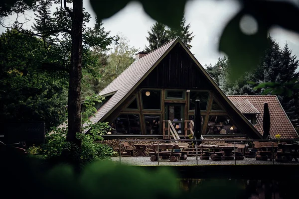 Maison Bois Dans Forêt — Photo