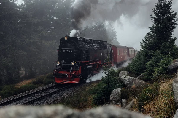 Old Train Riding Railway Track — Stock Photo, Image