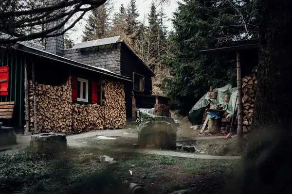Beautiful Cottage Wooden Logs — Stock Photo, Image