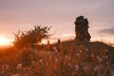 Harz Dağları 'ndaki taş yığınının muhteşem manzarası.                