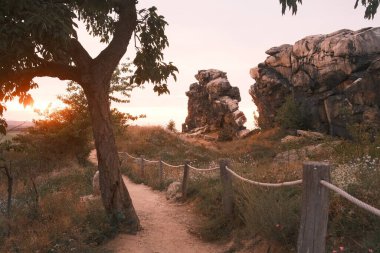 Harz Dağları 'ndaki taş yığınının muhteşem manzarası.                